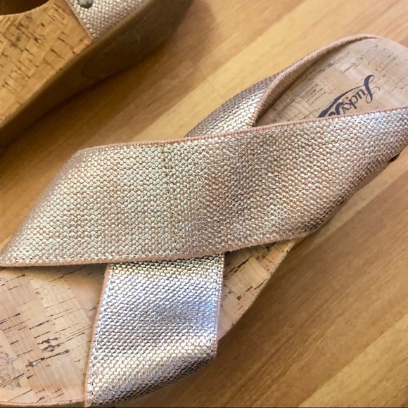 SOLD NWOT Lucky Brand Metallic Cork Wedges - Picture 6 of 8